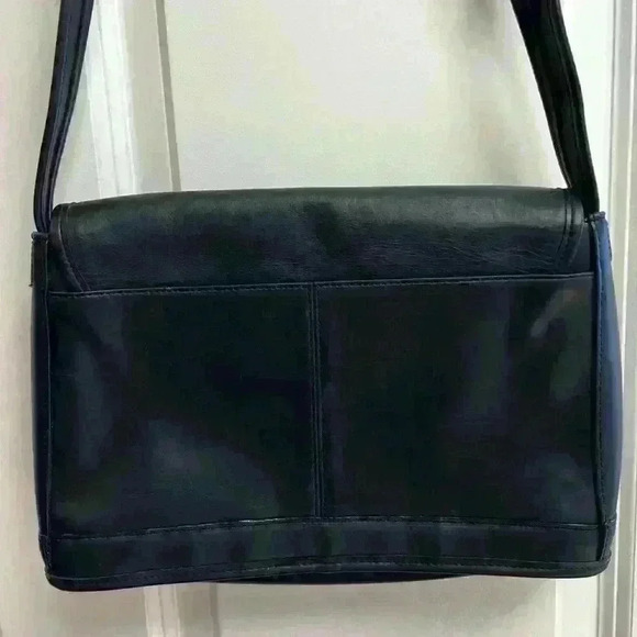 Giani Bernini Blue Leather Satchel Handbag Classic style long strap - Picture 9 of 15